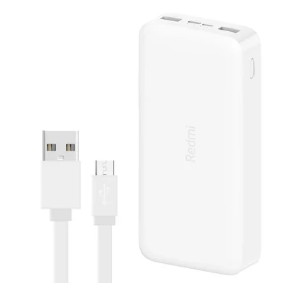 پاوربانک شیائومی مدل Redmi ظرفیت 20000 میلیآمپرساعت به همراه کابل microUSB