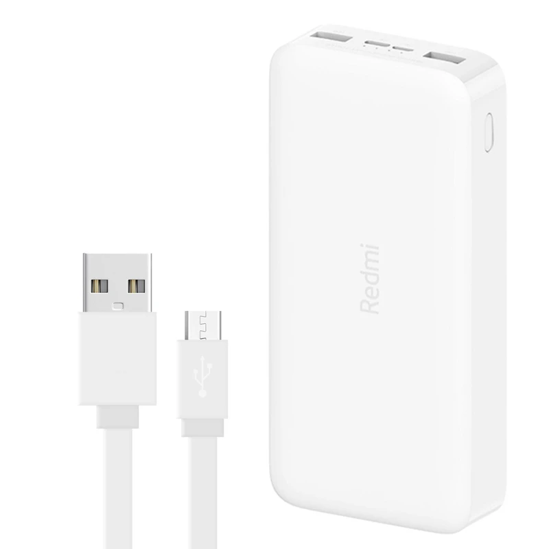 پاوربانک شیائومی مدل Redmi ظرفیت 20000 میلی‌آمپر‌ساعت به همراه کابل microUSB